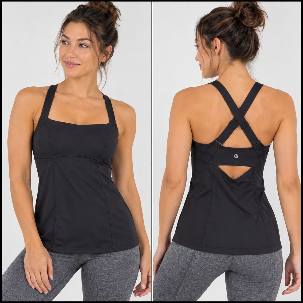Lululemon Tank Top Cross Back Athletic Workout Black Size 2